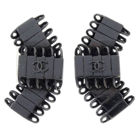 Chanel Earrings Clip-On Silver 98P - Picture 1 of 4